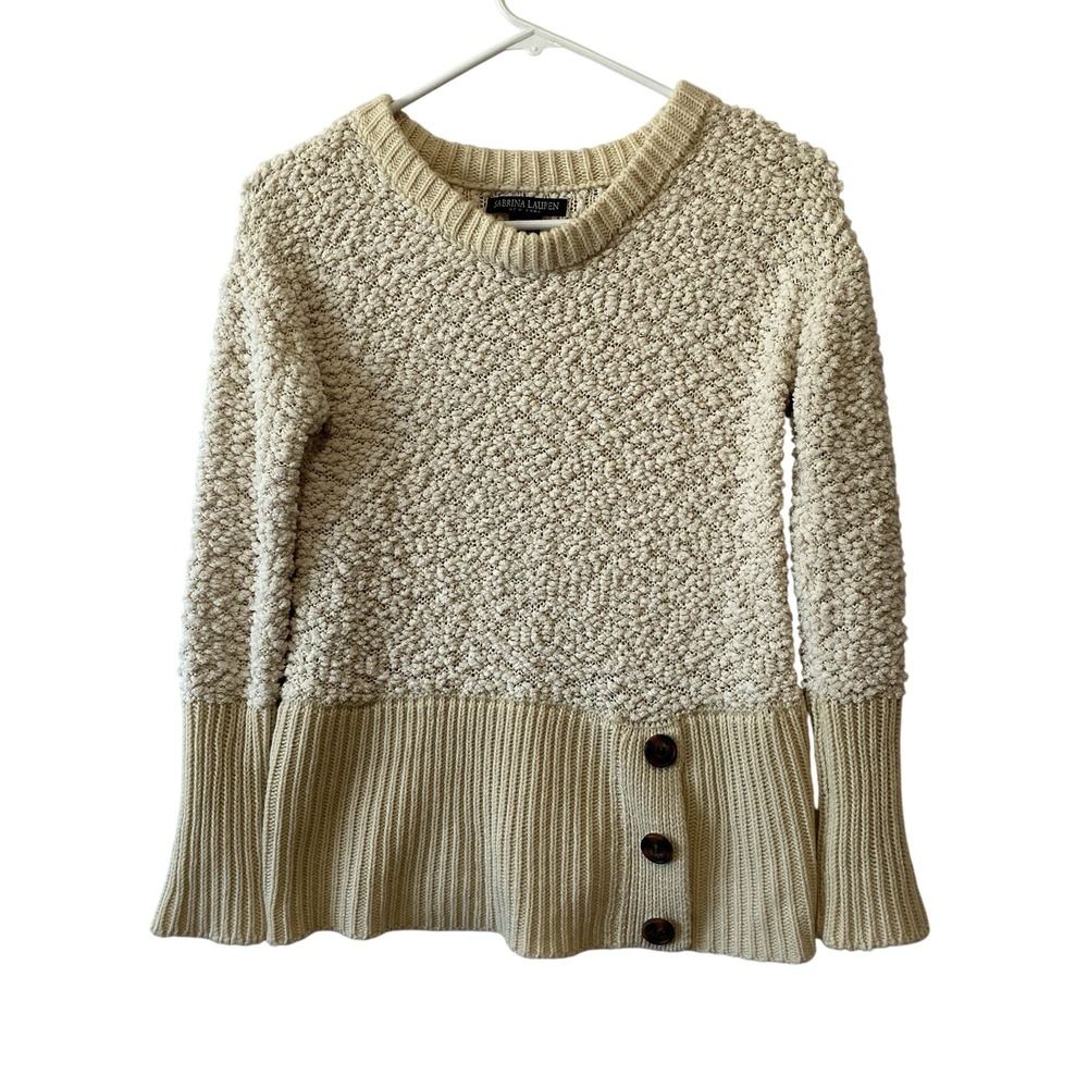 Sabrina Lauren New York Sweater Womens Size Small Knit Crème Pullover